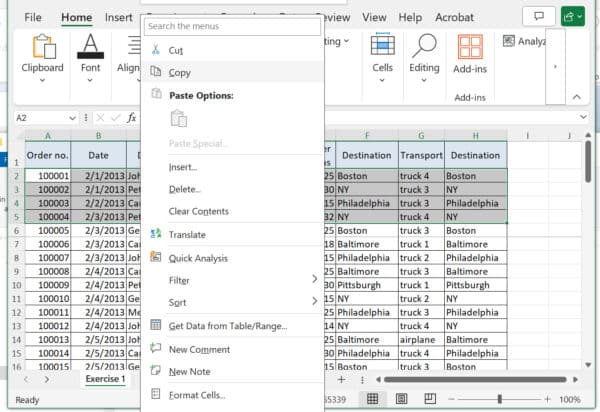 Excel Copy Data