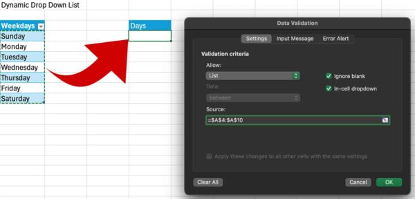 How to Create Dynamic Drop Down Lists Using Excel Tables