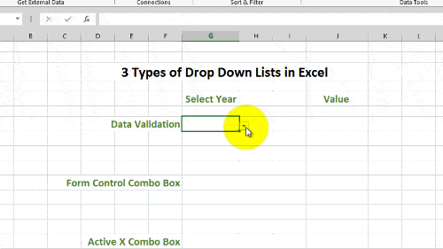 create drop down box in excel